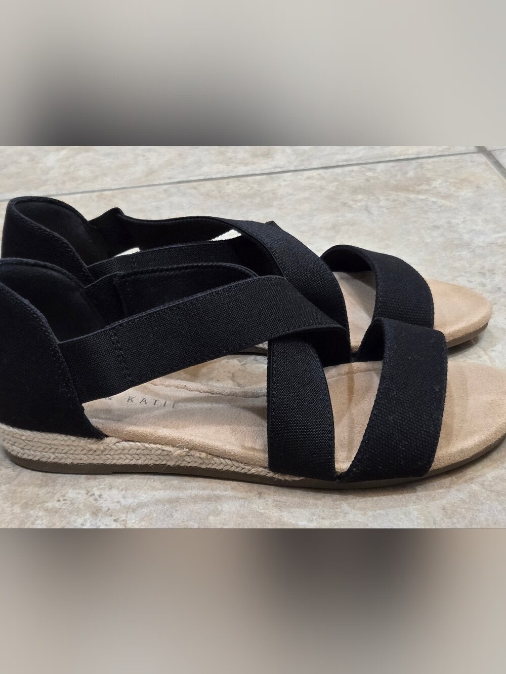 Shoes~ Kelly & Katie Black Strappy Espadrille Wedge Black Sandals~ Sz 8.5~ EUC!